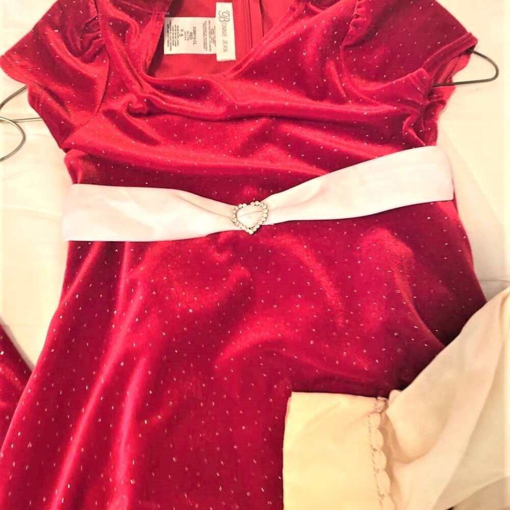 ST5BSM Bonnie Jean RED DRESS Size 5 Vintage RED VELVET DRESS Vintage Girls Dress